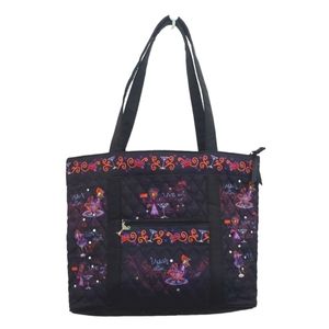 The Bradford Exchange Totes with Tude Quilted Black Purple Wine Glasses Tote Bag
